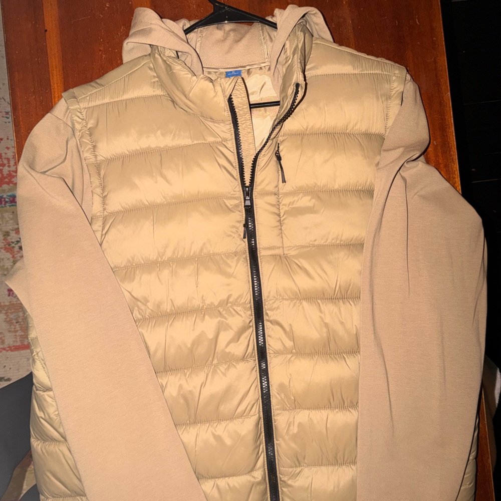 Old Navy Beige Puffer Jacket with Hood